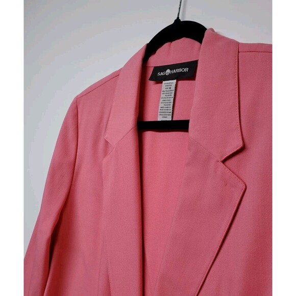 Vtg Sag Harbor Women's 14 Blazer Salmon Square Pockets Collar 1 Button Closure - Picture 9 of 16